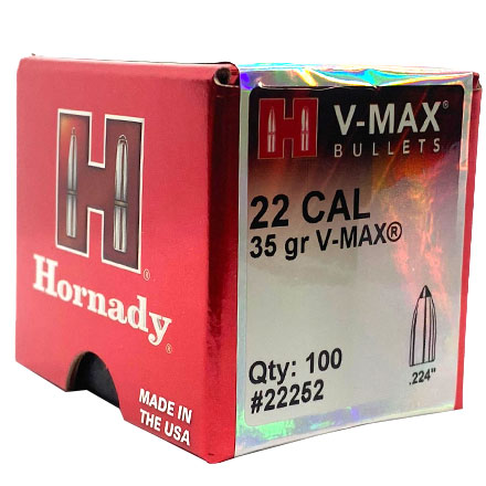 22 Caliber .224 Diameter 35 Grain V-Max 100 Count