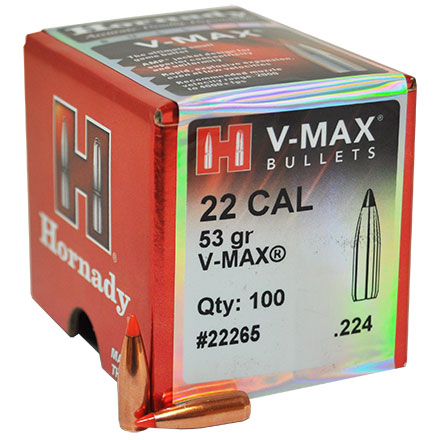 22 Caliber .224 Diameter 53 Grain V-Max 100 Count