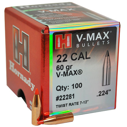 22 Caliber .224 Diameter  60 Grain V-Max 100 Count