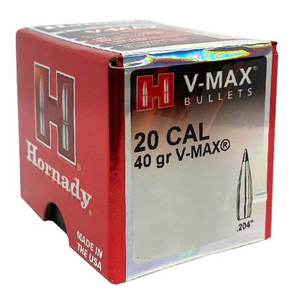 20 Caliber .204 Diameter 40 Grain V-Max 250 Count