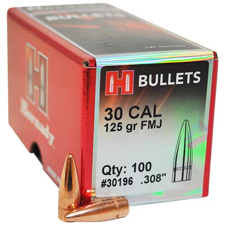 30 Caliber .308 Diameter 125 Grain Full Metal Jacket 100 Count