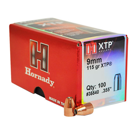 9mm .355 Diameter 115 Grain Hollow Point XTP 100 Count