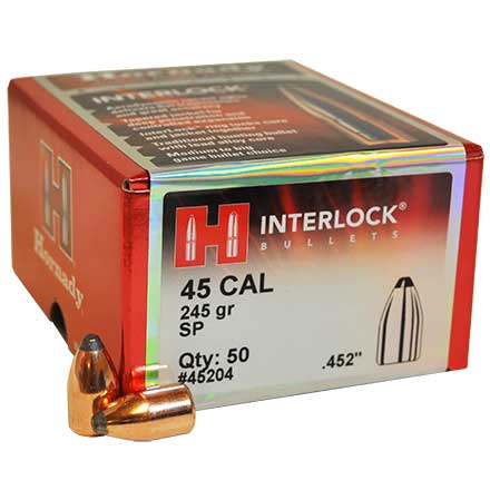 45 Caliber .452 Diameter 245 Grain Soft Point Interlock 50 Count