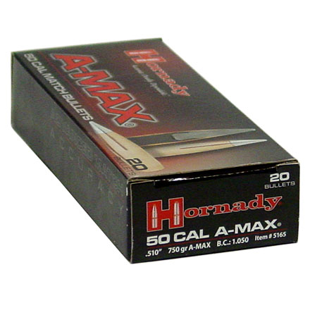 50 Caliber .510 Diameter 750 Grain A-Max 20 Count