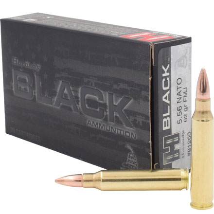 5.56 Nato 62 Grain FMJ Black 20 Rounds