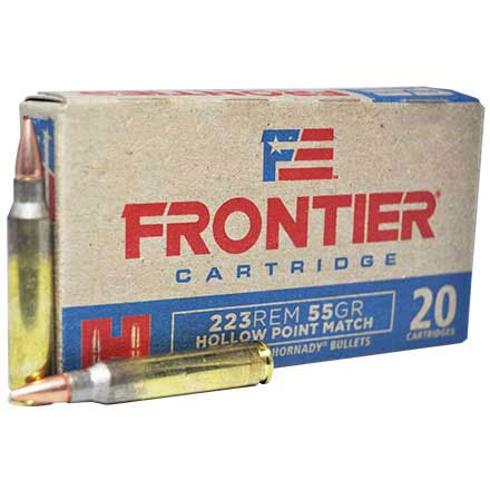 Hornady Frontier 223 Remington 55 Grain Hollow Point Match 20 Rounds