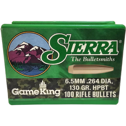 6.5mm .264 Diameter 130 Grain Hollow Point Boat Tail Gameking 100 Count