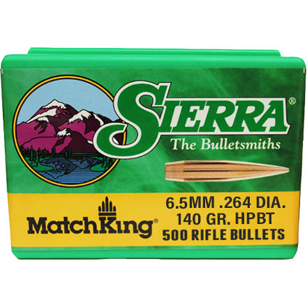 6.5mm .264 Diameter 140 Grain Hollow Point Boat Tail Matchking 500 Count