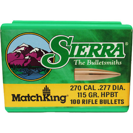 6.8mm Spc (270 Cal) .277 Dia 115 Grain HPBT MatchKing 100 Count