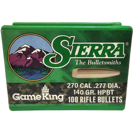 270 Caliber .277 Diameter 140 Grain Hollow Point Boat Tail Gameking 100 Count
