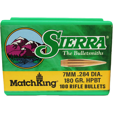 7mm .284 Diameter 180 Grain Hollow Point Boat Tail Matchking 100 Count