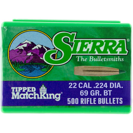 22 Caliber .224 Diameter 69 Grain TMK Tipped Boat Tail Matchking 500 Count