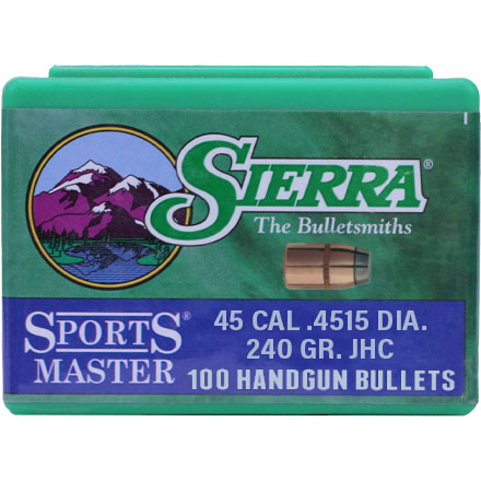 45 Caliber .4515 Diameter 240 Grain Jacketed Hollow Cavity Sports Master 100 Count