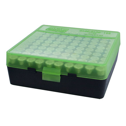 Flip Top 100 Round Ammo Box 44 Mag /44 Special /41Mag /45 Long Colt Clear Green