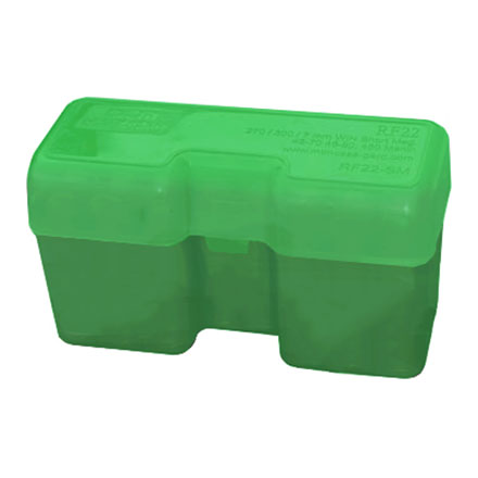 Flip Top 22 Round Ammo Box 300 RUM /338 RUM /378 Weatherby Mag Green