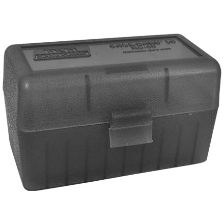 Flip Top 50 Round Ammo Box 22-6mm Clear Smoke