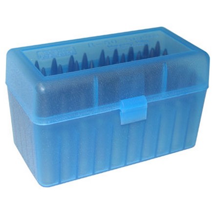 Flip Top 50 Round Ammo Box 22-6mm Clear Blue