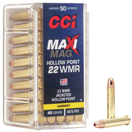 22 WMR 40 Grain Hollow Point Maxi-Mag 50 Rounds