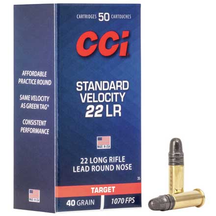 22 LR (Long Rifle) 40 Grain Standard Velocity 50 Rounds