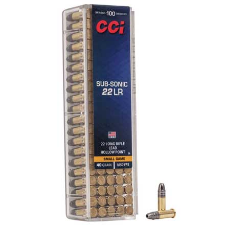 22 LR (Long Rifle) 40 Grain Sub-Sonic Hollow Point 100 Rounds