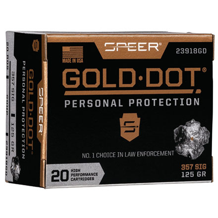 Speer Gold Dot 357 SIG 125 Grain Hollow Point 20 Rounds