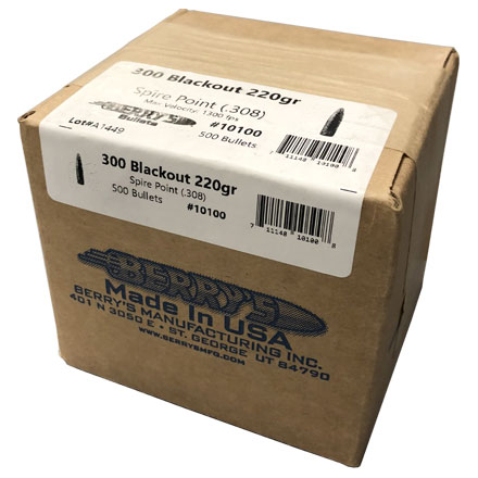 300 AAC .308 Diameter 220 Grain TMJ Spire Point  500 Count