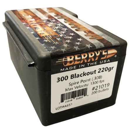 300 AAC .308 Diameter 220 Grain TMJ Spire Point 200 Count