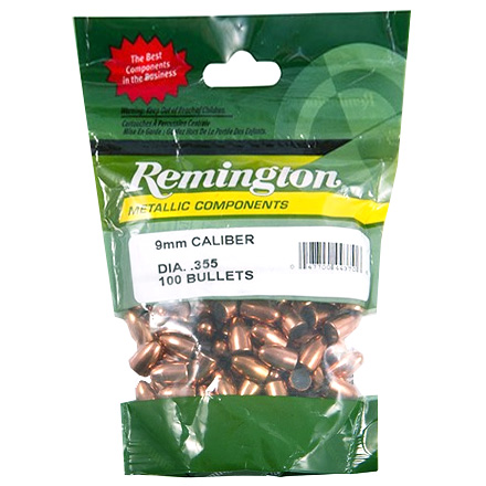 9mm Caliber .355 Diameter 124 Grain MC Pistol Bullets 100 Count
