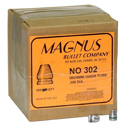 380 Auto .356 Diameter 100 Grain Truncated Cone Bevel Base 500 Count