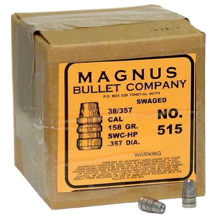 38/357 Caliber .357 Diameter 158 Grain Semi Wad Cutter HP Swaged Lead 500 Count