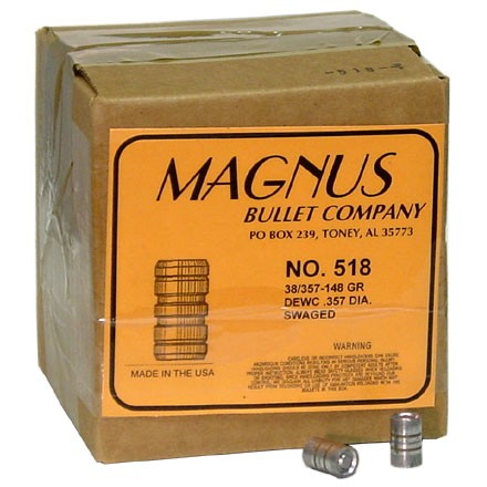 38/357 Caliber .357 Diameter 148 Grain Double Ended Wad Cutter Swaged Lead 500 Count