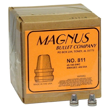 45 ACP .452 Diameter 185 Grain Semi Wad Cutter Long Nose Swaged Lead 500 Count