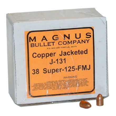 38 Super .356 Diameter 125 Grain Full Metal Jacket 250 Count