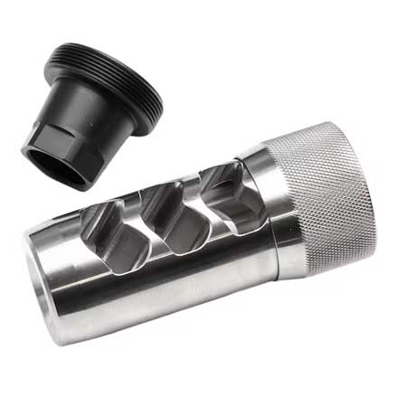 Hellfire Self Timing Muzzle Brake 7mm/30cal Raw Stainless 5/8-24