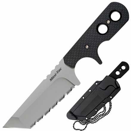 Mini Tac Tanto Serrated  6-3/4" Overall 3-3/4" Stainless Steel Blade with Sheath