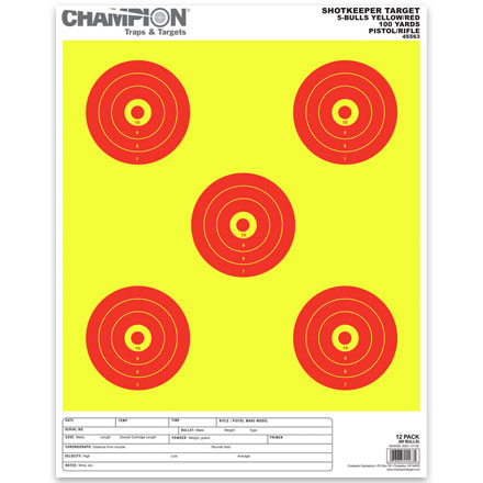 Shotkeeper 5 Bulls. Bright Yellow/Red. Large 12pk.