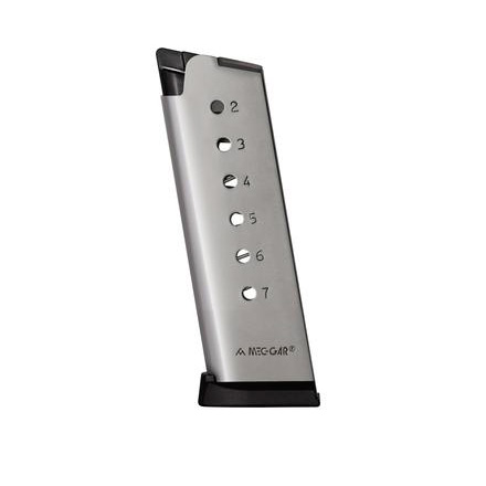 1911 Officer .45 Nickel Finish 7 Round Mag (With Removable Butt Plate and Follower)