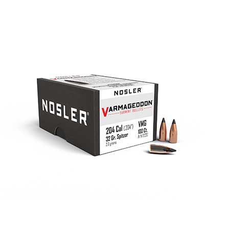 20 Caliber .204 Diameter 32 Grain Flat Base Tipped Varmageddon 100 Count