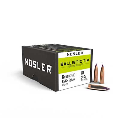 6mm .243 Diameter 95 Grain Spitzer Ballistic Tip Hunting 50 Count