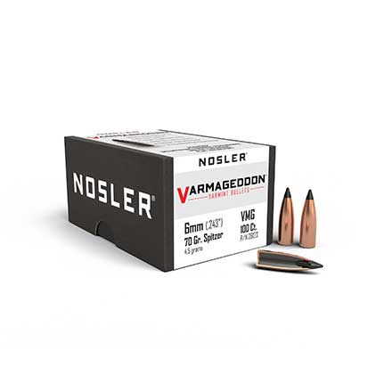 6mm .243 Diameter 70 Grain Flat Base Tipped Varmageddon 100 Count