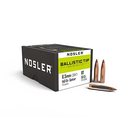 6.5mm .264 Diameter 140 Grain Spitzer Ballistic Tip Hunting 50 Count