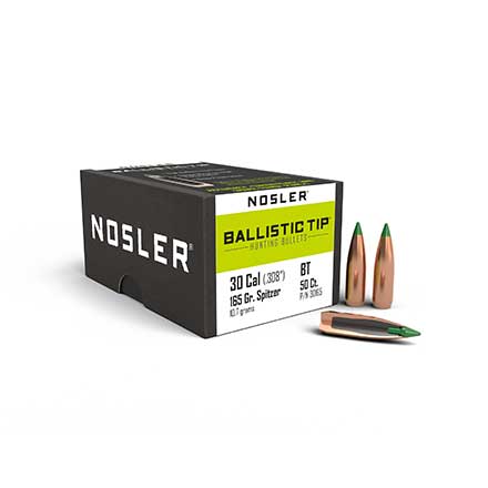 30 Caliber .308 Diameter 165 Grain Spitzer Ballistic Tip Hunting 50 Count