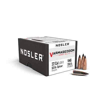 22 Caliber .224 Diameter 53 Grain Flat Base Tipped Varmageddon 250 Count