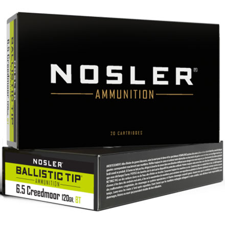 Nosler Ballistic Tip 6.5 Creedmoor 120 Grain 20 Rounds