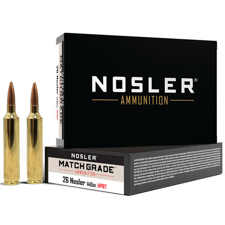 Nosler Match Grade 26 Nosler 140 Grain Custom Competition Hollow Point Boat Tail 20 Rounds