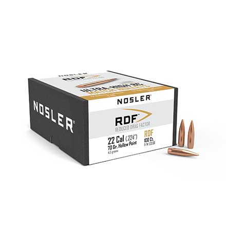 22 Caliber .224 Diameter 70 Grain Boat Tail HP  RDF Match 100 Count