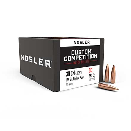 30 Caliber .308 Diameter 175 Boat Tail HP Custom Competition 250 Count