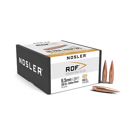 6.5mm .264 Diameter 130 Grain RDF Hollow Point Boat Tail 100 Count