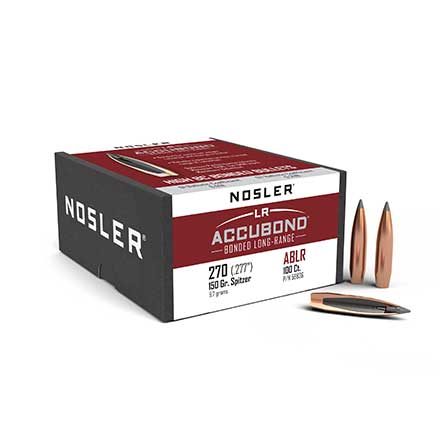270 Caliber .277 Diameter 150 Grain Spitzer Long Range AccuBond 100 Count