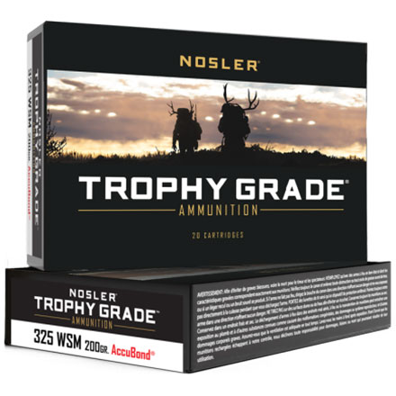 325 Winchester Short Mag (WSM) 200 Grain AccuBond Trophy Grade 20 Rounds